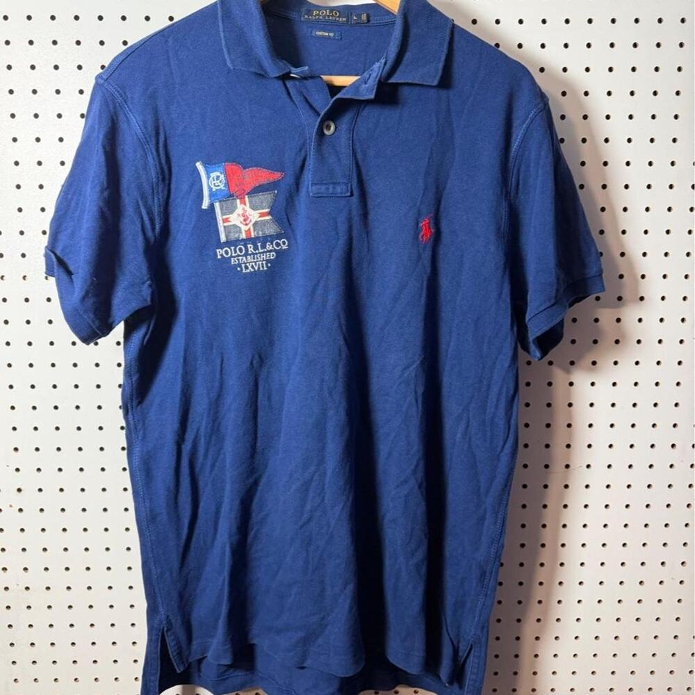 Polo Ralph Lauren custom fit nautical flag polo shirt size Large embroidered